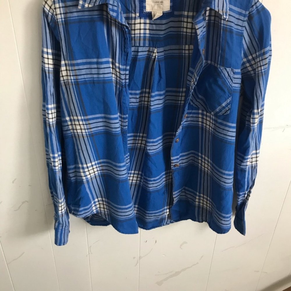 Forever 21 Blue Plaid Flannel! - Picture 3 of 5